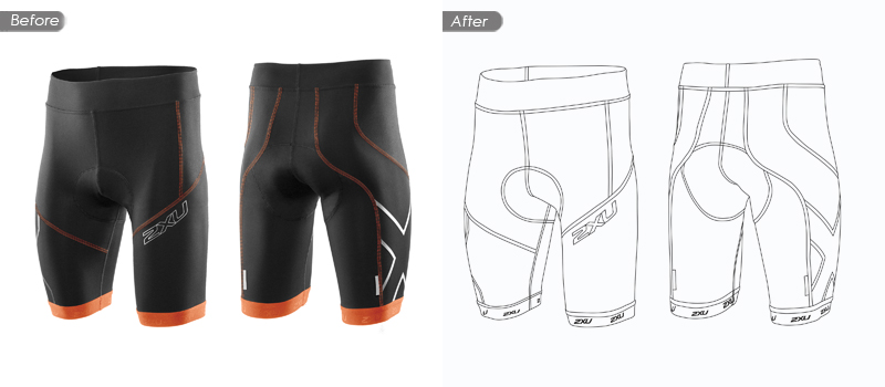 After + Before short pant raster to vector before and after image